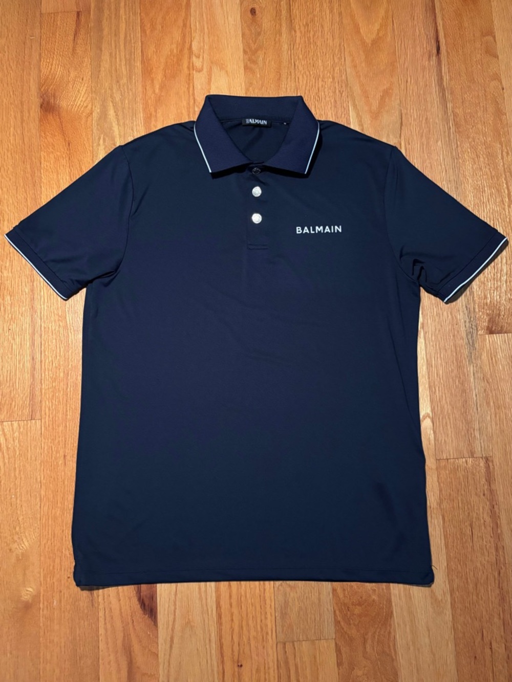 Balmain 3 Button Navy Logo Polo Shirt 🔥
